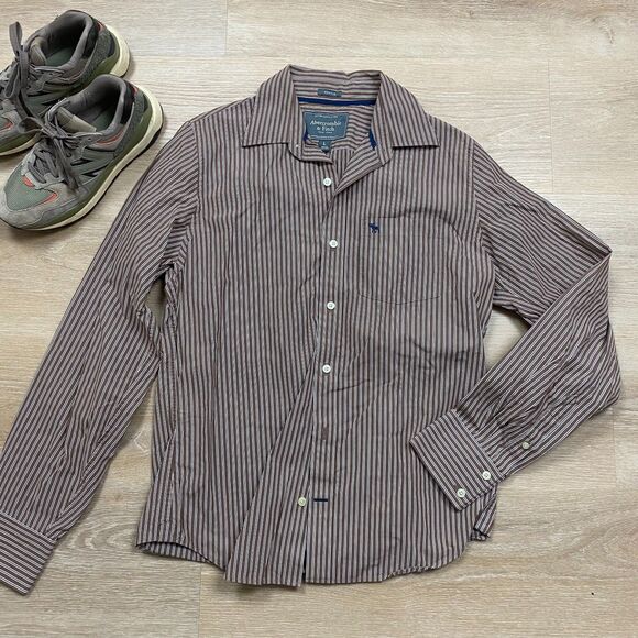 Abercrombie and Fitch Y2K Muscle Button Up Men's L Color Brown - Picture 1 of 6